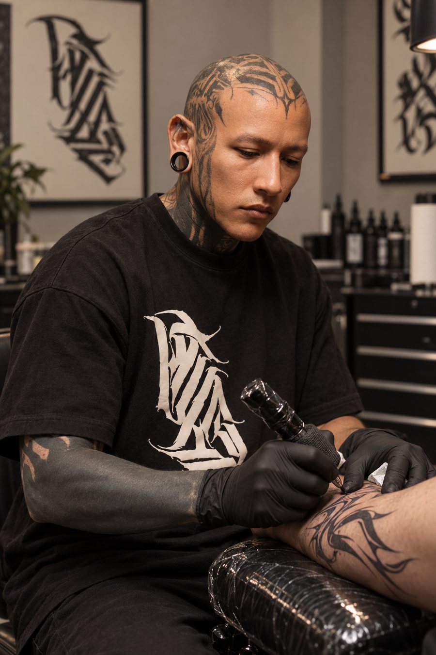 Efimeros Paradox tattooing blackwork tribal-futurism at Subleink Tattoo Shop Art Gallery