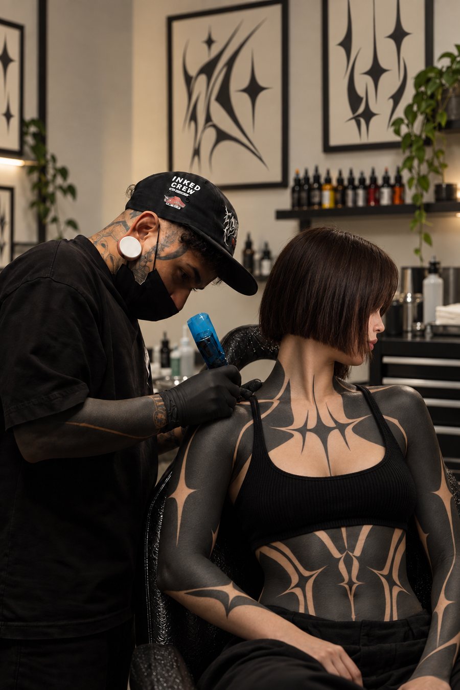 Macabreink tattooing freehand dark lettering at Subleink Tattoo Shop Art Gallery