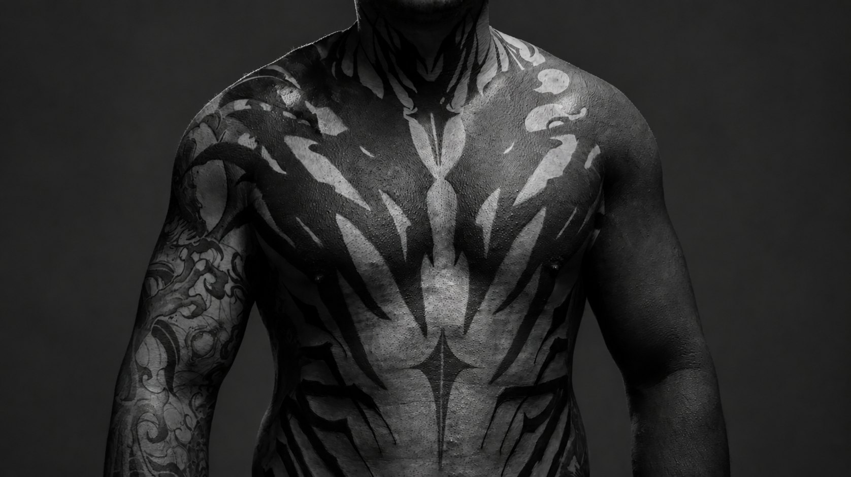 Blackout style tattoo example